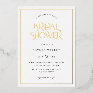 Gold Foil Boho Bridal Shower Party Invitation Card
