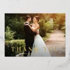 Gold foil bold text wedding thank you card