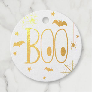 Gold Foil Boo Halloween Favour Tags
