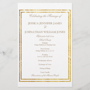 Gold Foil Border Elegant Script Wedding Program