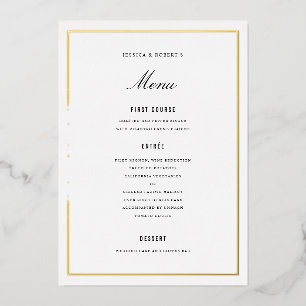 Gold Foil Border Elegant Wedding Menu Card