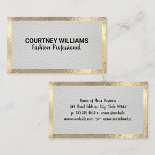 Gold Foil Border Lux Leather Business Card