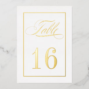 Gold Foil Border Traditional Wedding Table Numbers