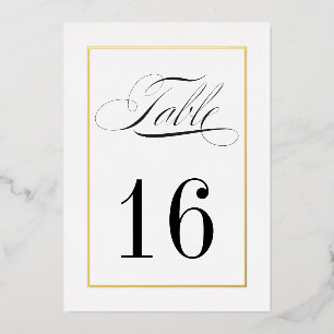 Gold Foil Border Traditional Wedding Table Numbers