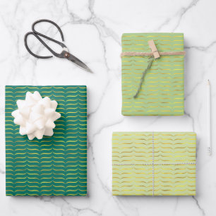 Gold Foil Brackets Green Coloured Backgrounds  Wrapping Paper Sheet