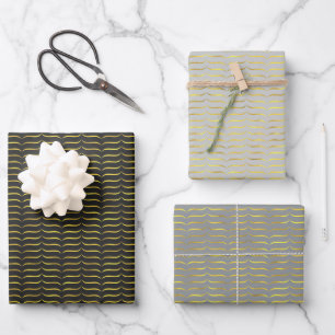 Gold Foil Brackets with Dark Backgrounds Wrapping Paper Sheet