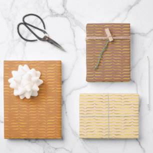 Gold Foil Brackets with Light Coloured Backgrounds Wrapping Paper Sheet