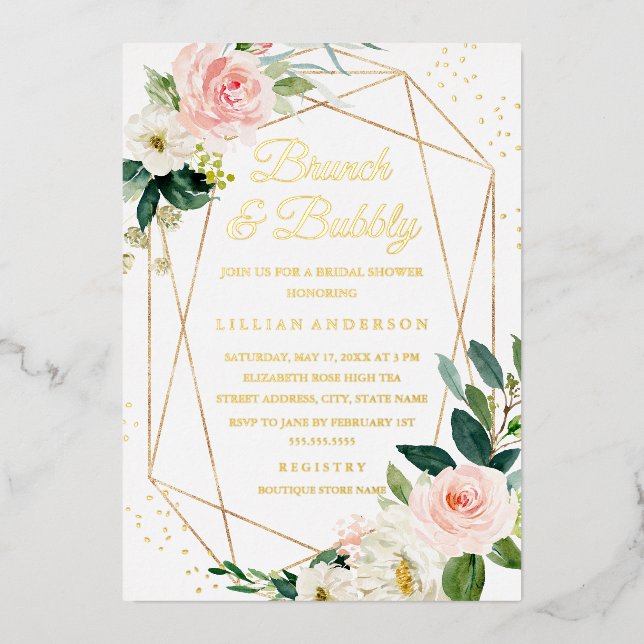 GOLD FOIL Brunch And Bubbly Bridal Shower (Front)