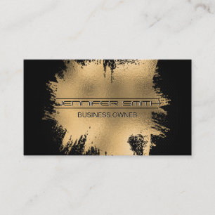 Gold Foil Brushed   Black Mesh Background Business Card