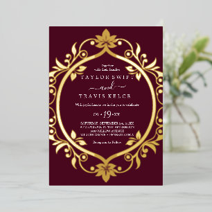 Gold Foil Burgundy Casual Wedding