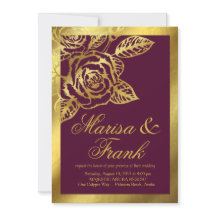 Gold Foil Burgundy Vintage Botanical Flowers