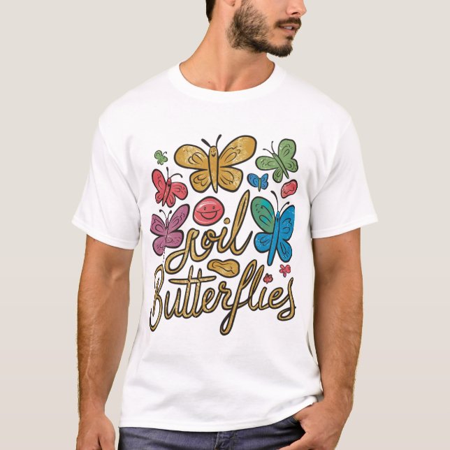 👕 🦋 Gold Foil Butterflies T-shirt Collection 🦋  (Devant)