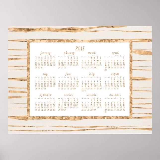 Gold Foil Calendrier annuel 2017 Poster (Devant)