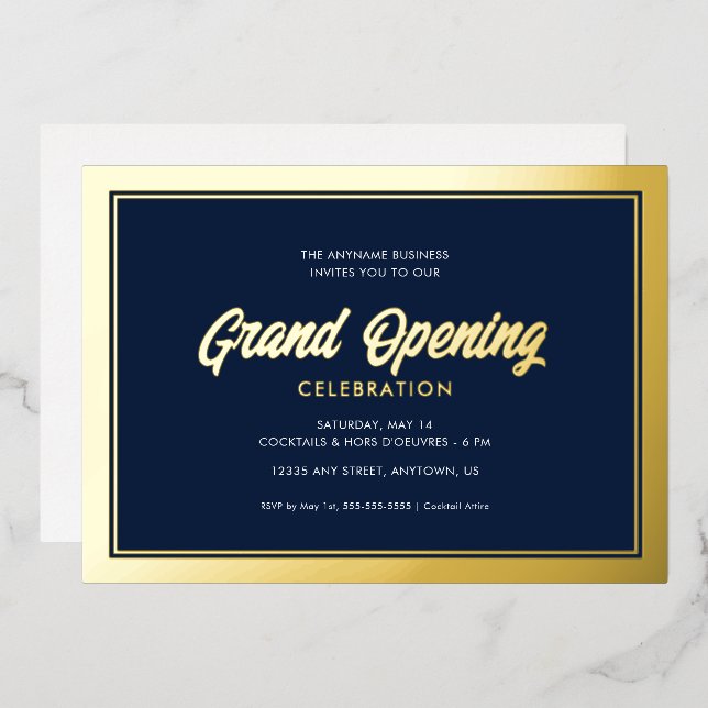 Gold Foil Calligraphy Blue Grand Opening (Front/Back)