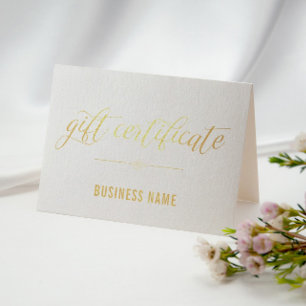 Gold Foil Calligraphy Gift Certificate Card