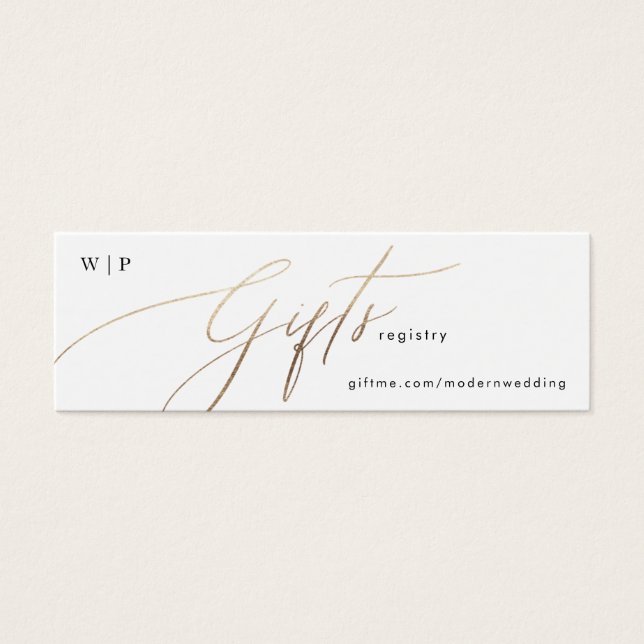 Gold Foil Calligraphy Modern Mariage Cadeau Regist (Devant)