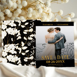 Gold Foil Calligraphy Photo Save the Date