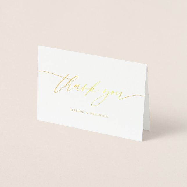 Gold Foil Calligraphy Wedding Thank You Card (Front)