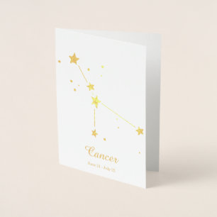 Gold Foil CANCER Zodiac Sign Constellation Card