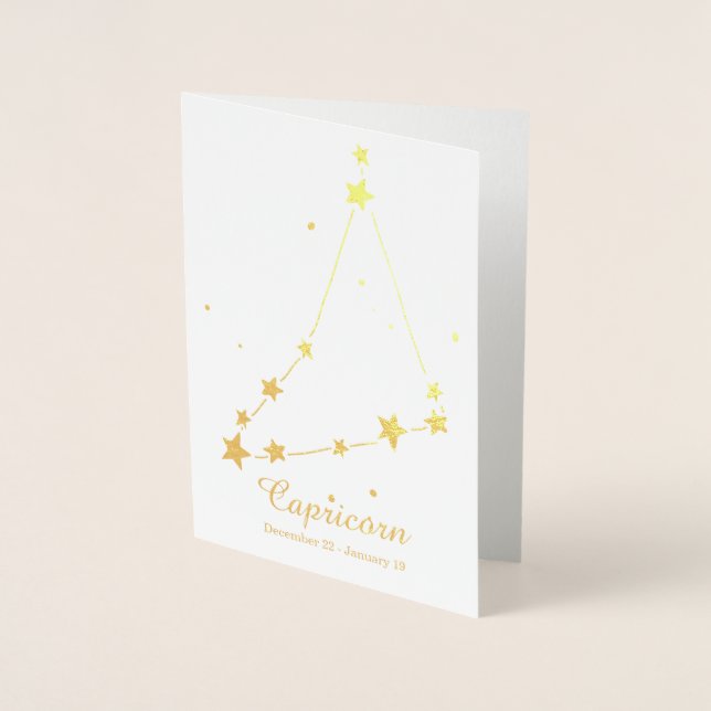 Gold Foil CAPRICORN Zodiac Sign Constellation Card (Front)