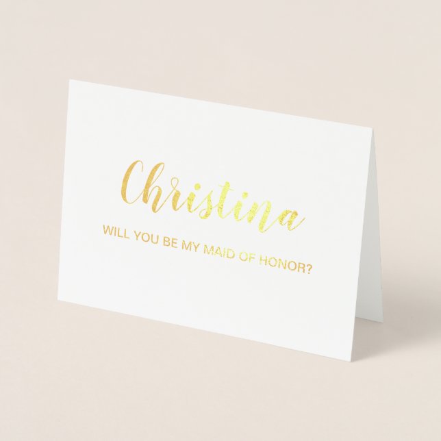 Gold Foil Card | will you be my maid of honour (Front)