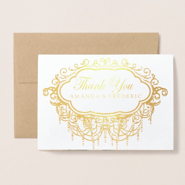 Gold Foil - Carte de remerciements Mariage d'autom (Devant avec enveloppe)