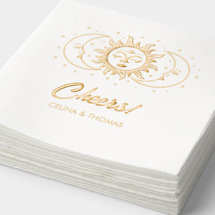 Gold Foil Celestial Personalized Wedding Napkins