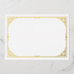 Gold Foil Certificate Page Border Frame Victorian 