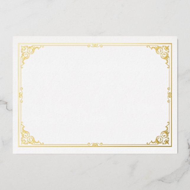 Gold Foil Certificate Page Border Frame Victorian  (Front)