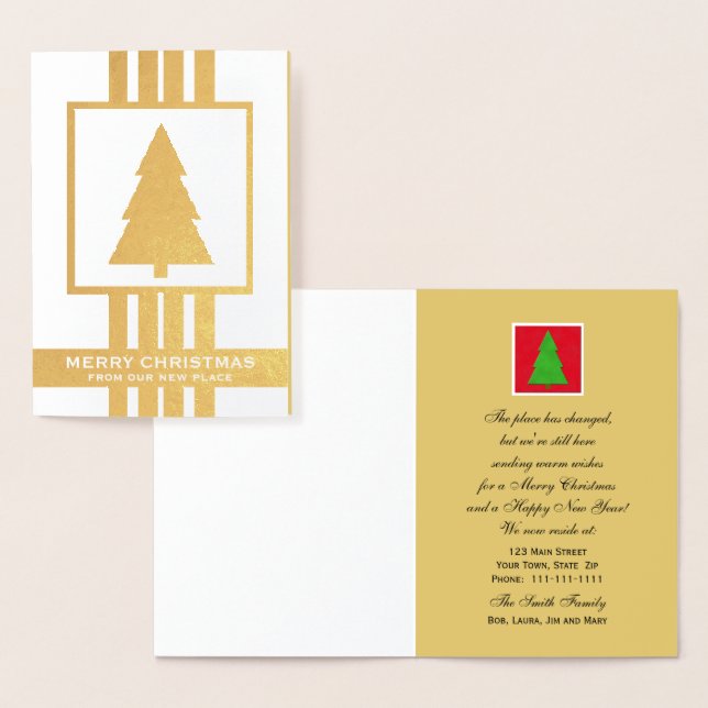 Gold Foil Changement d'adresse Carte de Noël (Affichage)