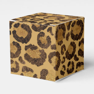 Gold Foil Cheetah Pattern Jungle Birthday Party Favor Box