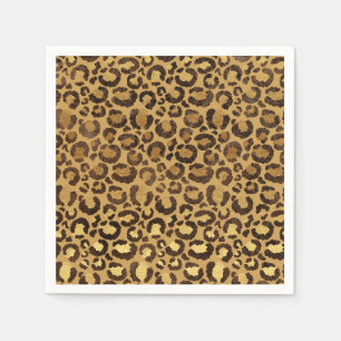Gold Foil Cheetah Pattern Jungle Birthday Party Napkin