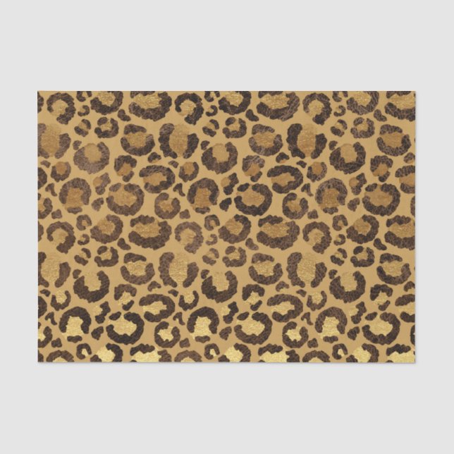 Gold Foil Cheetah Pattern Jungle Birthday Party Tissue Paper (Front)