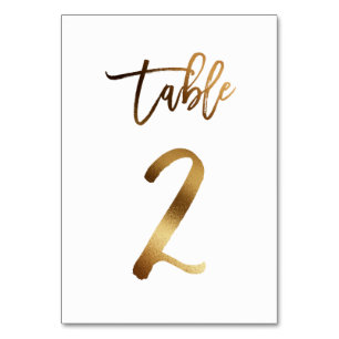 Gold foil chic wedding table number Table 2