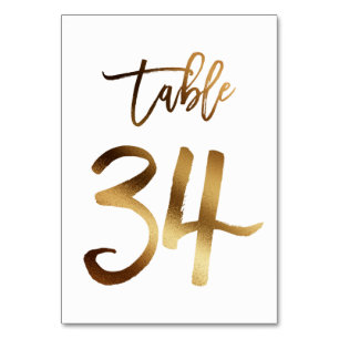 Gold foil chic wedding table number   Table 34
