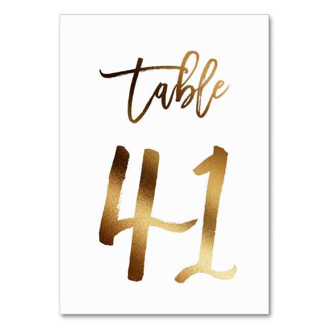 Gold foil chic wedding table number | Table 41 (Front)