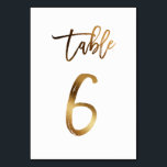 Gold foil chic wedding table number | Table 6<br><div class="desc">This is a beautiful product featuring hand letter gold foil design. You can change the colour by changing the background colour.</div>