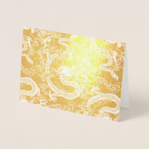 Gold Foil Chinese Dragon Pattern Card