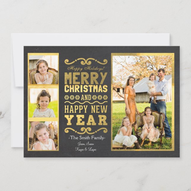 Gold Foil Christmas Photo Card (Front)