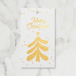 Gold foil Christmas tree gift tags for presents