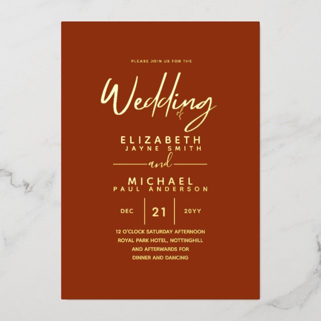 GOLD FOIL Cinnamon Roll Modern All-in-1 Wedding (Front)