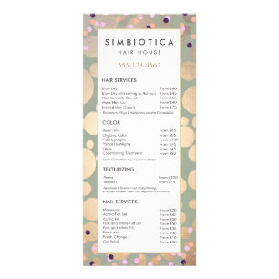 Gold Foil Circles Confetti Salon Service Menu 2