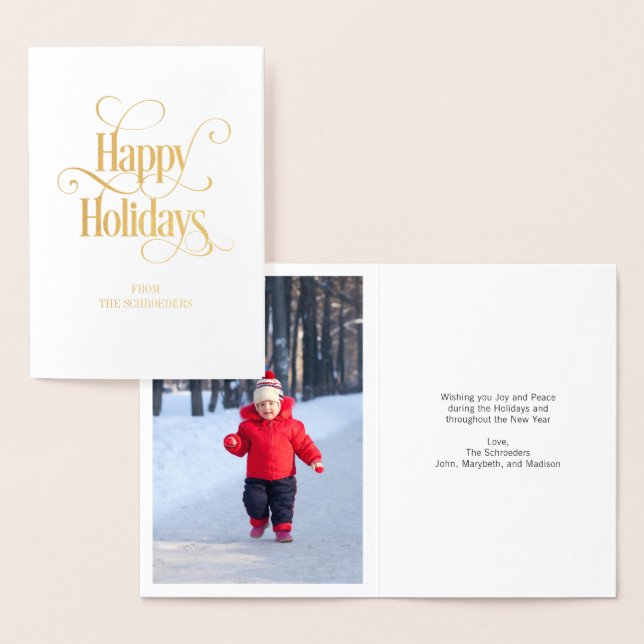 Gold Foil Classic Happy Holidays Greeting Card (Display)
