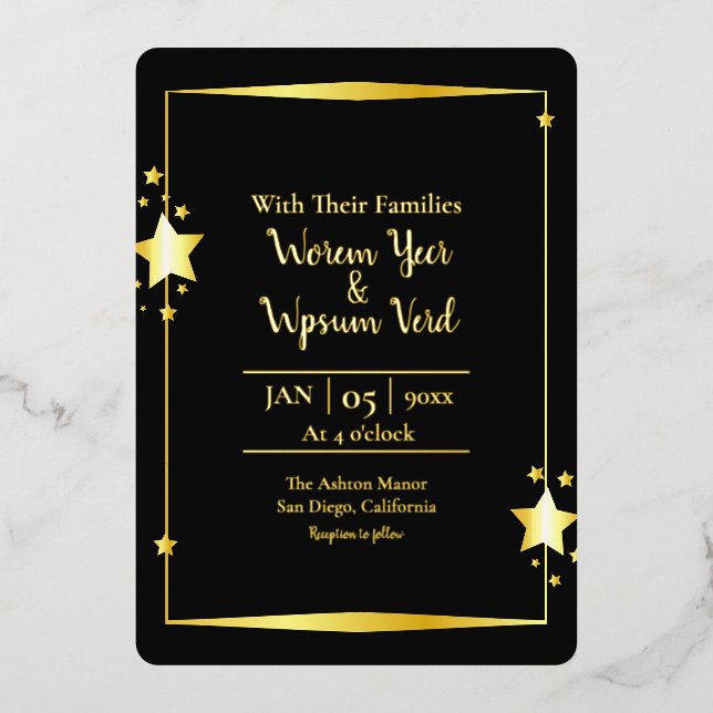 Gold Foil Classic Vector Invitation Card (Recto)
