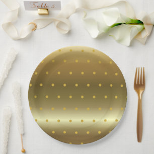 Gold Foil Colour Polka Dots Paper Plate