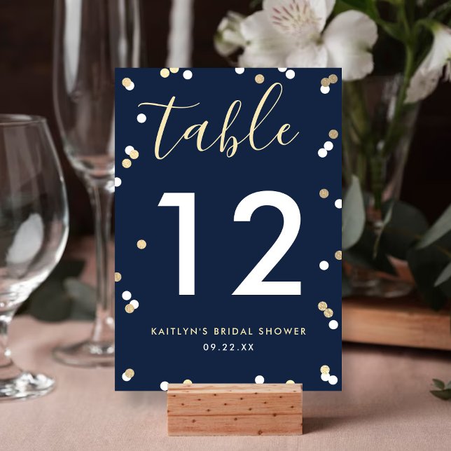 Gold Foil Confetti Bridal Shower Table Number (Creator Uploaded)