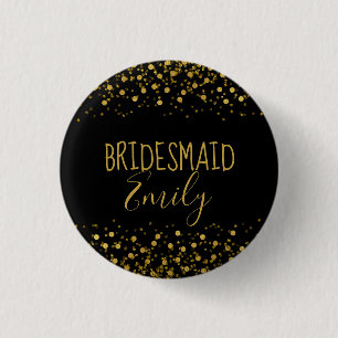Gold Foil Confetti Bridesmaid Nom Badge ID455