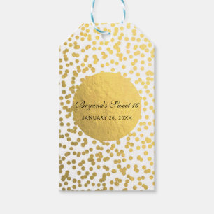 Gold Foil Confetti Dots Glam Modern Wedding Favour Gift Tags