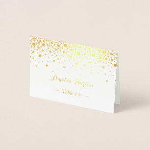 Gold Foil Confetti Dots Table Place Escort Card