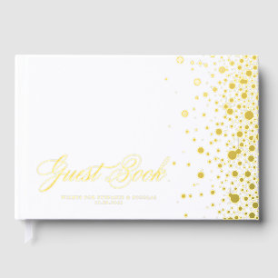 Gold Foil Confetti Dots Wedding Guest Book